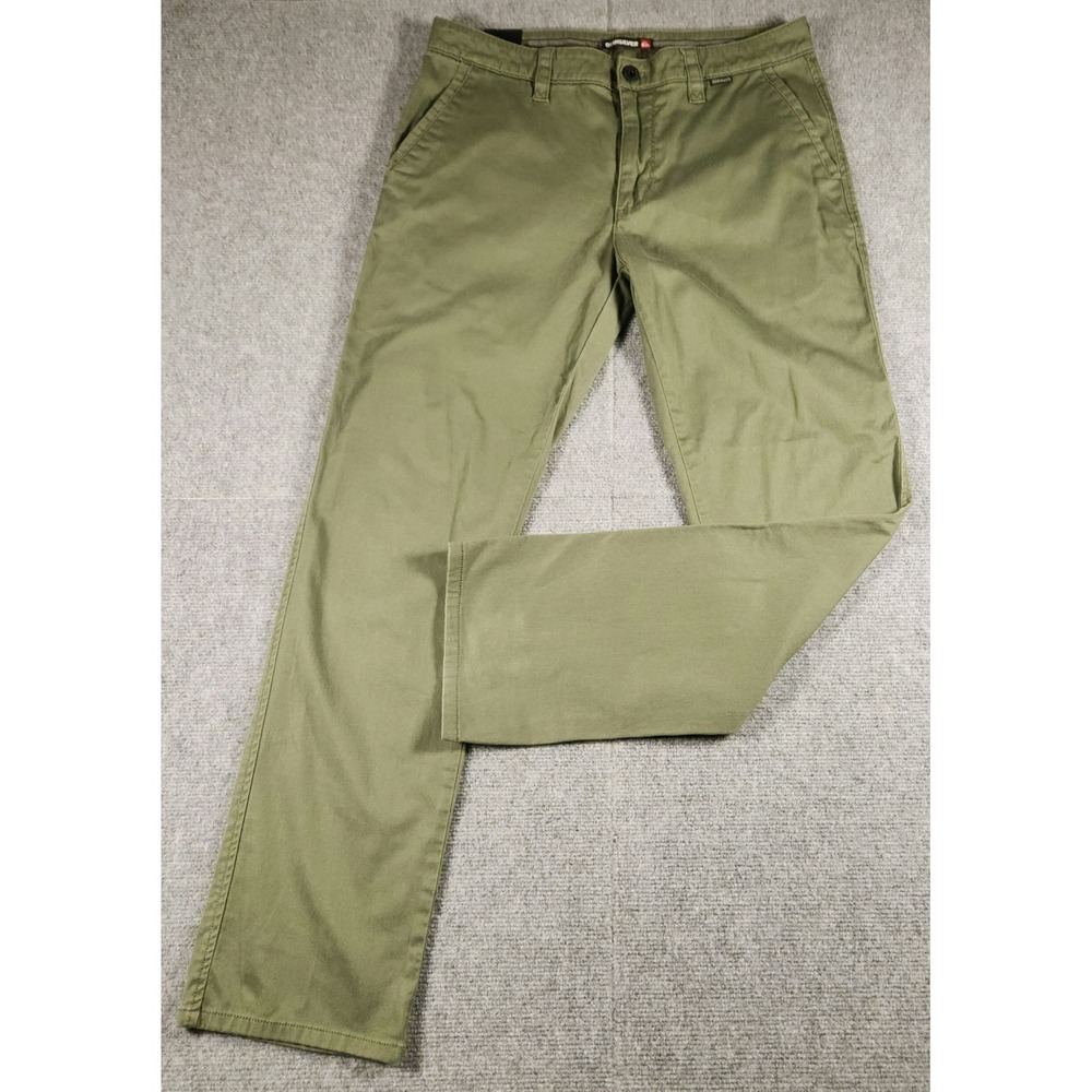 Quiksilver Pants Mens 32 Q105640 Olive Green Straight Leg Chino Stretch